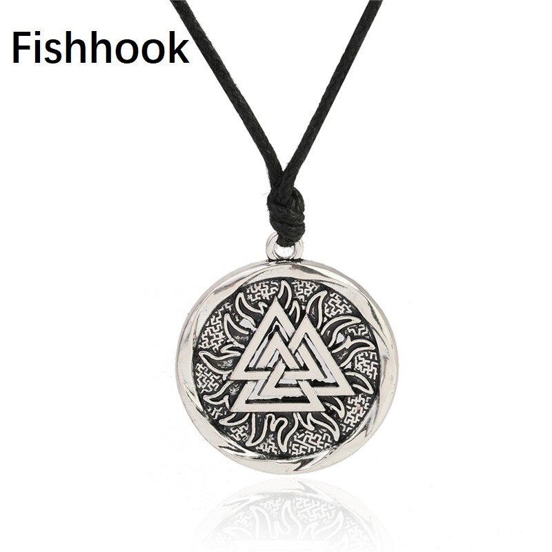 fishhook Metal Valknut Odin's Symbol of Norse Warrior Scandinavian Amulet Collares Ethnic Viking Necklace Men Jewelry