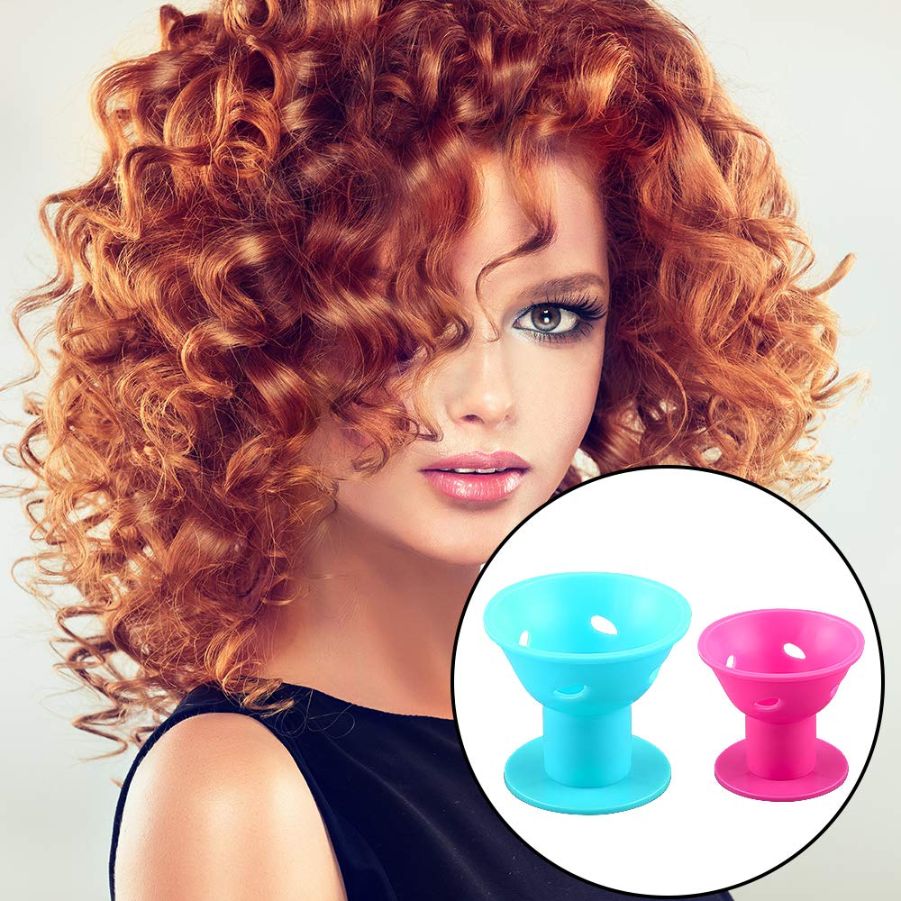 60 Stck Haar Rollen Silikon Blau Rosa Haar Lockenwickler einstellen Weiche Gummi Magie Haar Curler Modeler Heatless Haircurlers