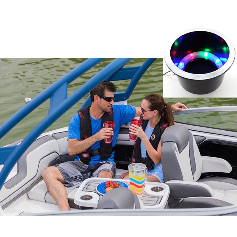 Plastic Recessed Drinks Holder with LED Light Beverage Cup Stand for 12V Marine Boat Yacht RV Motorhome