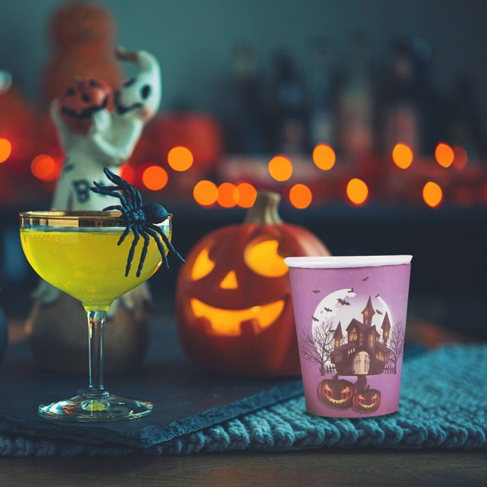20 stk halloween kopper sæt festartikler fest engangspapir kop (lilla)