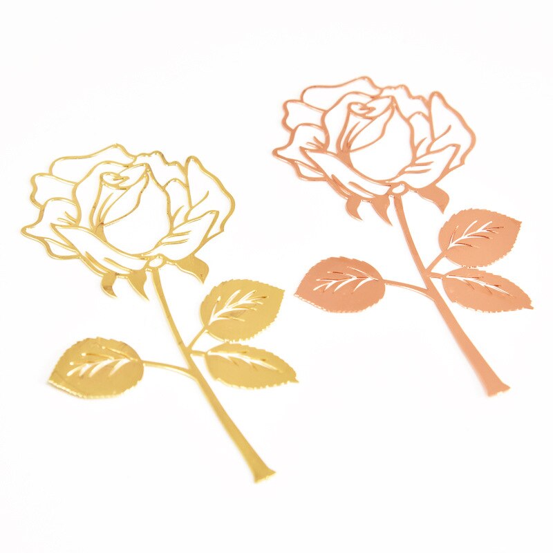 Yisuremia High-Grade Electroplated Rose Metal Bookmark Valentine's Day School Office Supplies Stationery Teacher