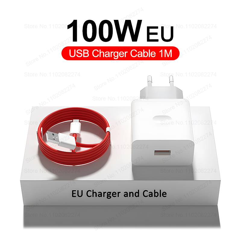 Voor OnePlus Oplader 100W SuperVOOC Snel Opladen Voor OnePlus 13 10 11 12 Pro Nord CE4 Lite OPPO Realme Opladers USB Type C Kabel: eu