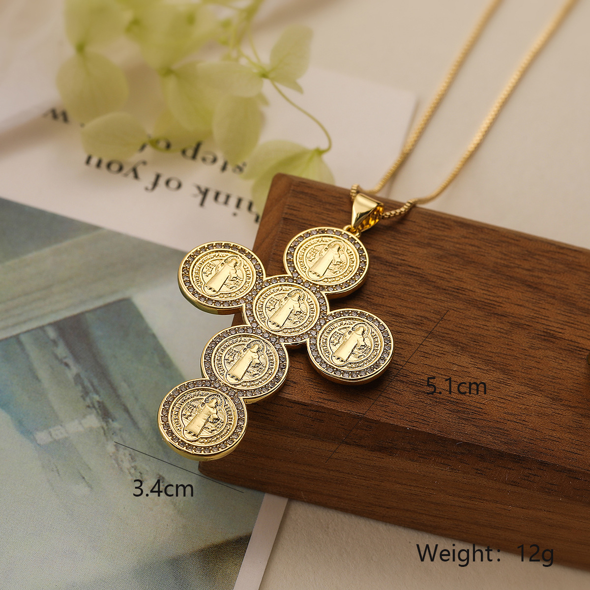 NEWBUY Women's Religious Jewelry Copper CZ Zircon Inlay Virgin Mary Pendant Stainless Steel Chain Necklace