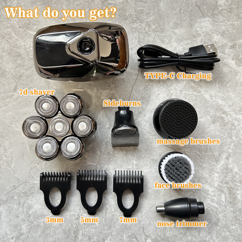 Afeitadoras de cabeza para hombres calvos, maquinilla de afeitar eléctrica rotativa, Afeitadora inalámbrica para hombres, maquinillas de afeitar eléctricas multifuncionales para hombres calvos, impermeables