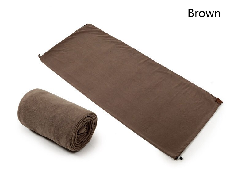 Fleece liner sovsäck vuxen camping inomhus hotell smutsavvisande ultralätt bärbar fleece sovsäck: Brun