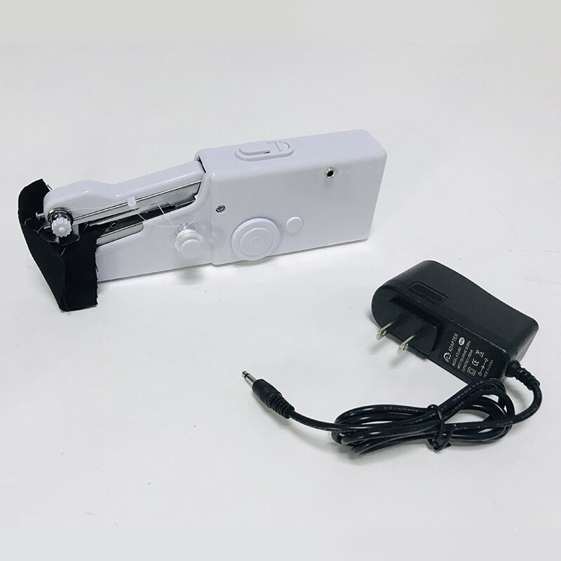 Handheld Sewing Machine Portable Mini Small Stapler Hand Sewing Machine Handy Stitch Cordless Lightweight for Thin Fabric: White w US plug