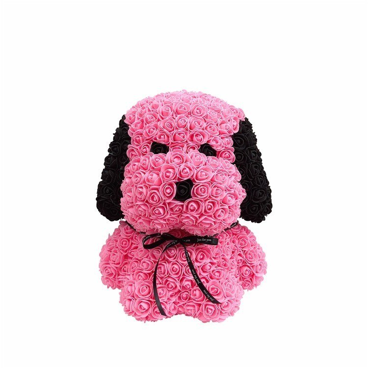 38cm rose huba hund bamse rose blomst kunstig dekorasjon jul til kvinner valentines: Rosa / 38cm