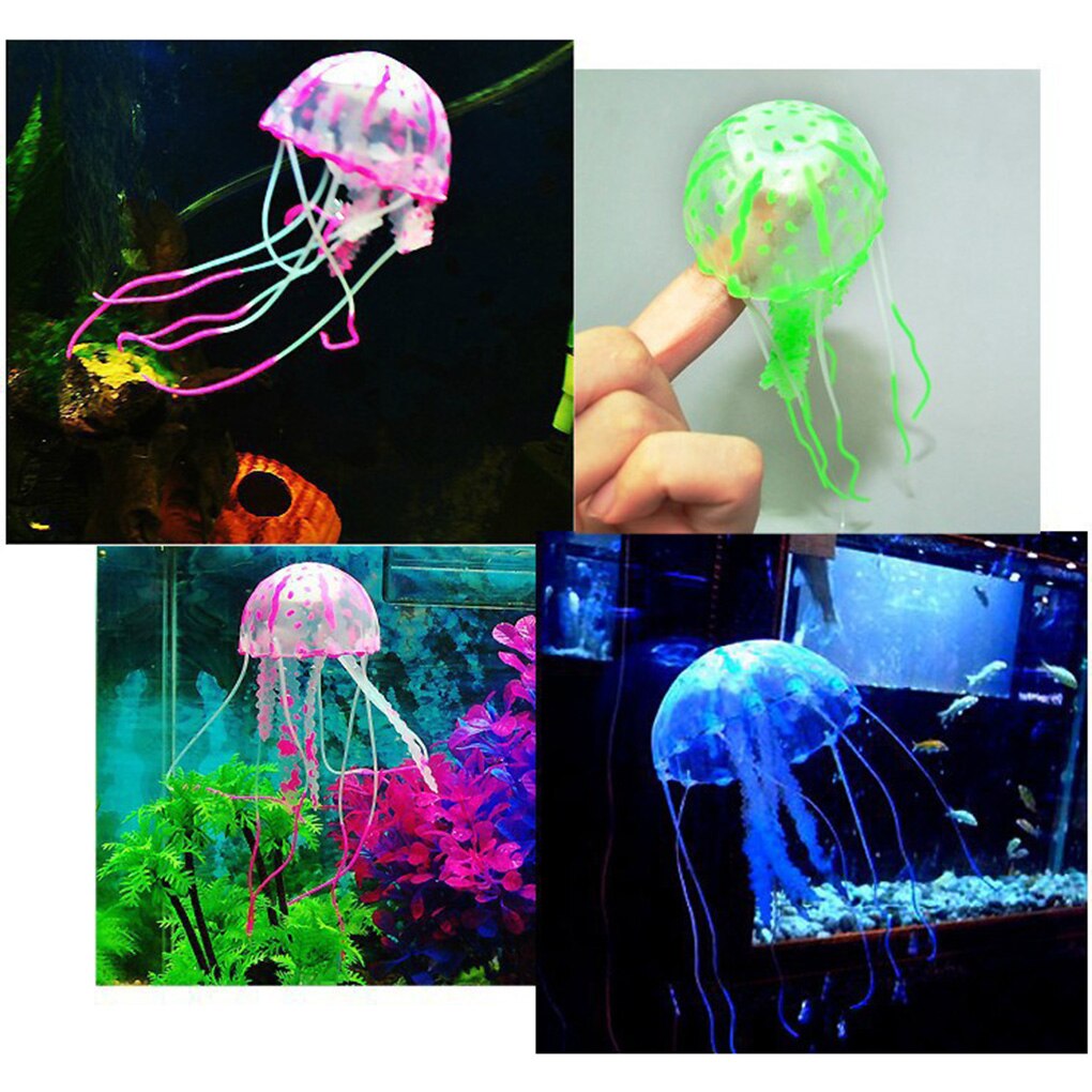 Elettronica Uonlytech 3 Pezzi Di Piccole Dimensioni Incandescente Meduse Artificiali Realistiche Meduse Falso Ornamento Per Acquario Serbatoio Di Pesce Rosa - Foto 5
