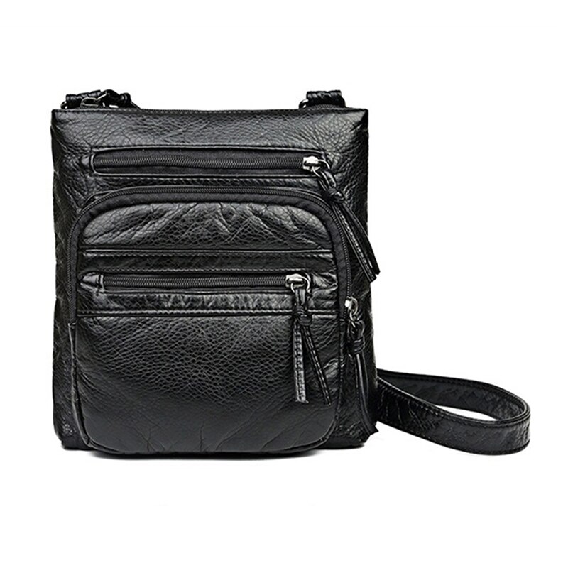 Wit Zwart Telefoon Schoudertas Multi Layer Kleine Casual Tassen Voor Vrouwen Stijlvolle Handtas Eenvoudige Verse Zakken: Black