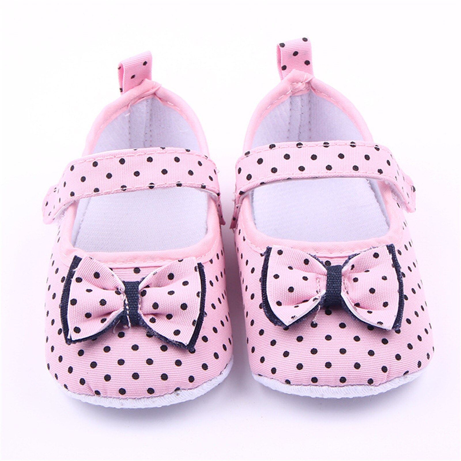 Spring Autumn Toddler Baby Girl Princess Shoes Non Slip Rubber Soled Baby Shoes Bowknot Polka Dot Walking Shoes For 0-1 Year