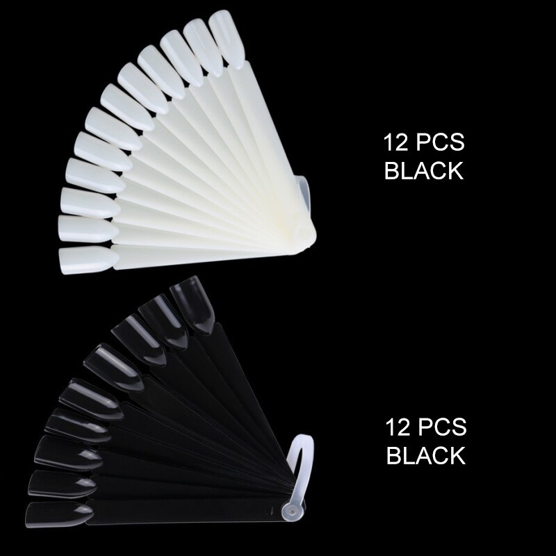12/24/32 stuks nepnagels tips wit/zwarte nagellak kleurenkaart nagelstaal display voorbeeld nail art oefen acryl display