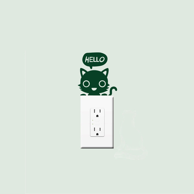 11*12cm Cat Say Hello Home Decor Light Switch stic... – Grandado