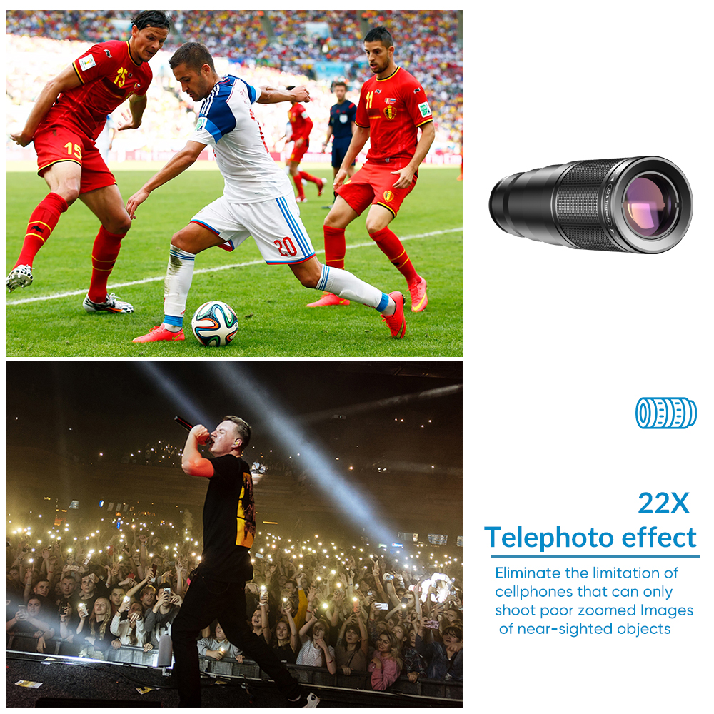 APEXEL mobiele telefoontelescoop 22X telelens met statief, professionele monoculaire telescoop voor iPhone 16/15 alle smartphones