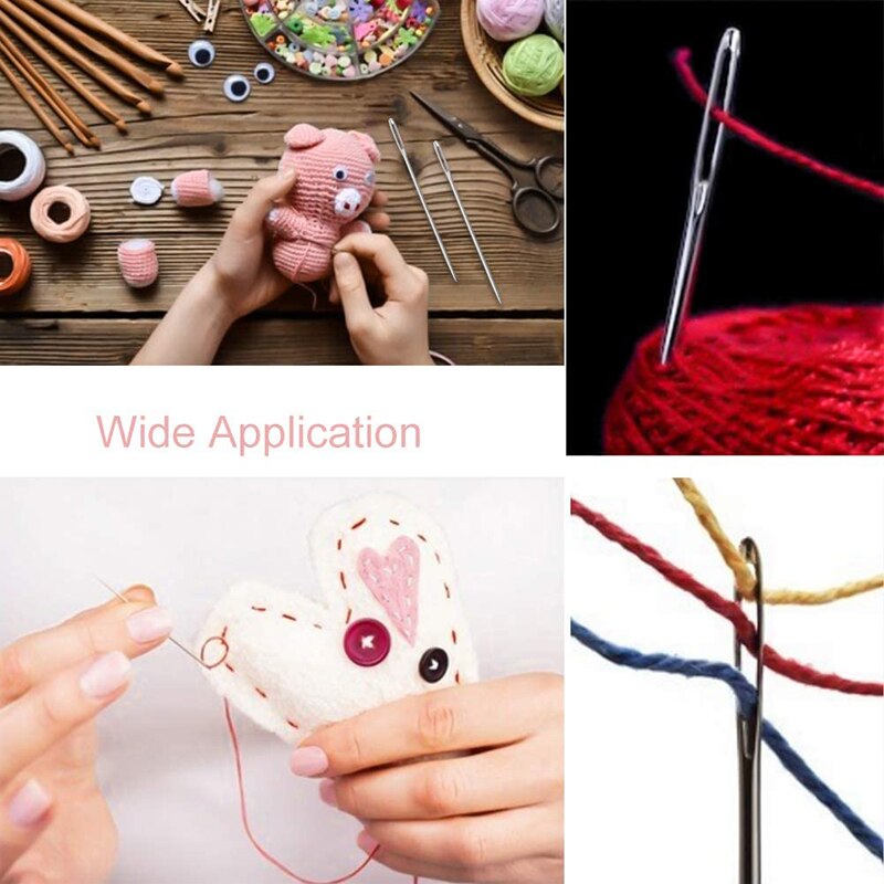 LMDZ 9 PCS Large Eye Stitching Needles Hand Sewing Needles Sewing Stitch Needle Fabric Cross Stitch Needles with Sewing Bottle