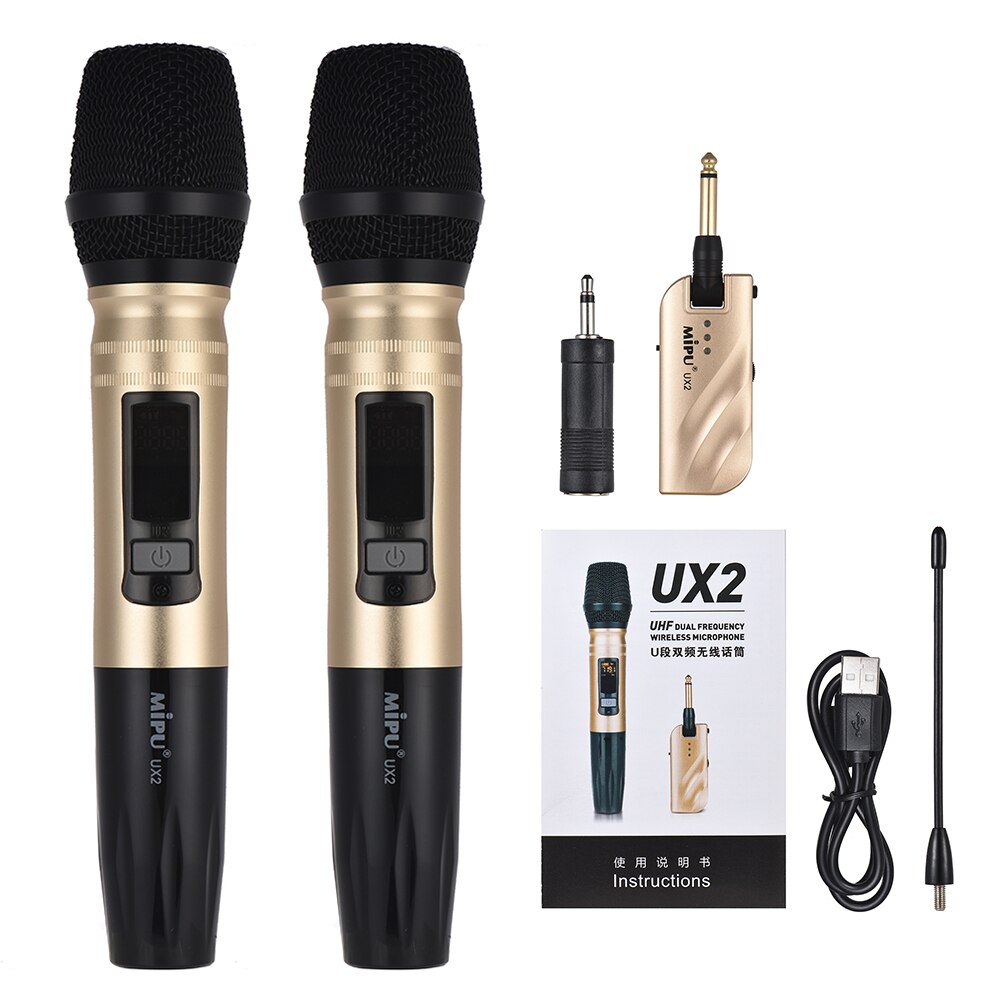 Wireless Handheld Microphone UHF Dual Frequency Mic System for Karaoke Meeting Speech Home Entertainment