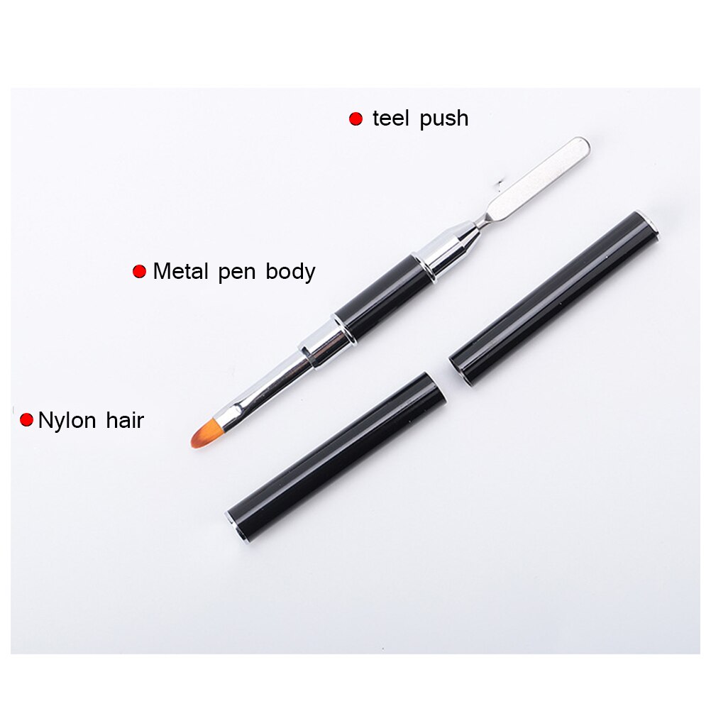 Pincel para manicura 2 en 1 de doble cara, espátula, bolígrafo, punta para manicura, extensión de acrílico, accesorio, herramienta para clavos