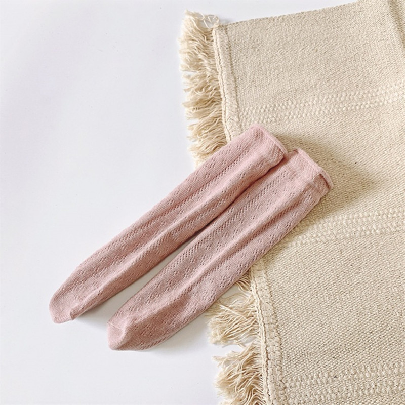 Nuovi calzini alti al ginocchio per bambini di marca estiva scava fuori calzini sottili per bambini Unisex calzini in maglia di cotone neonate ragazzi neonati calzini: Pink