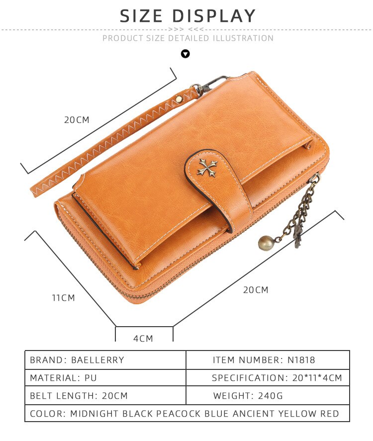Wristband Women Long Wallet Many Departments Female Wallets Clutch Lady Purse Zipper Phone Pocket Card Holder Ladies Carteras