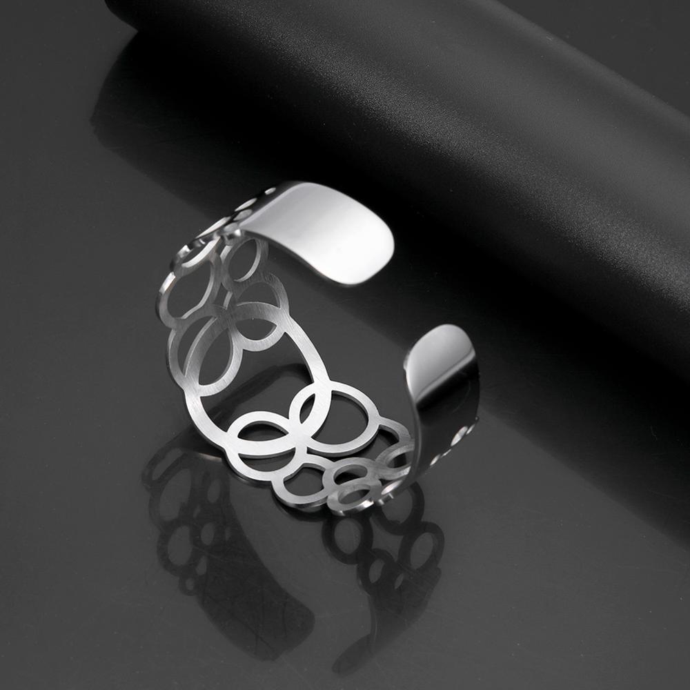 LIKGREAT, brazaletes huecos de acero inoxidable para mujer, brazalete abierto grande y ancho, brazalete Matel, pulsera femenina, pulsera joyería de para mujer