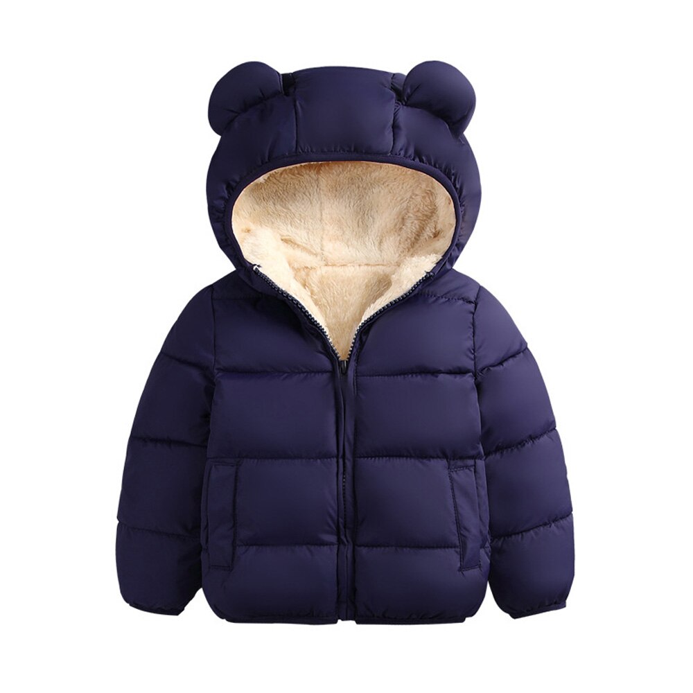 Peuter Baby Meisje Jongen Sneeuw Wear Winter Warm Katoen Gevoerde Jassen Leuke Unisex Baby Beer Oren Capuchon Jassen Bovenkleding 0-3Y: Navy / 3M