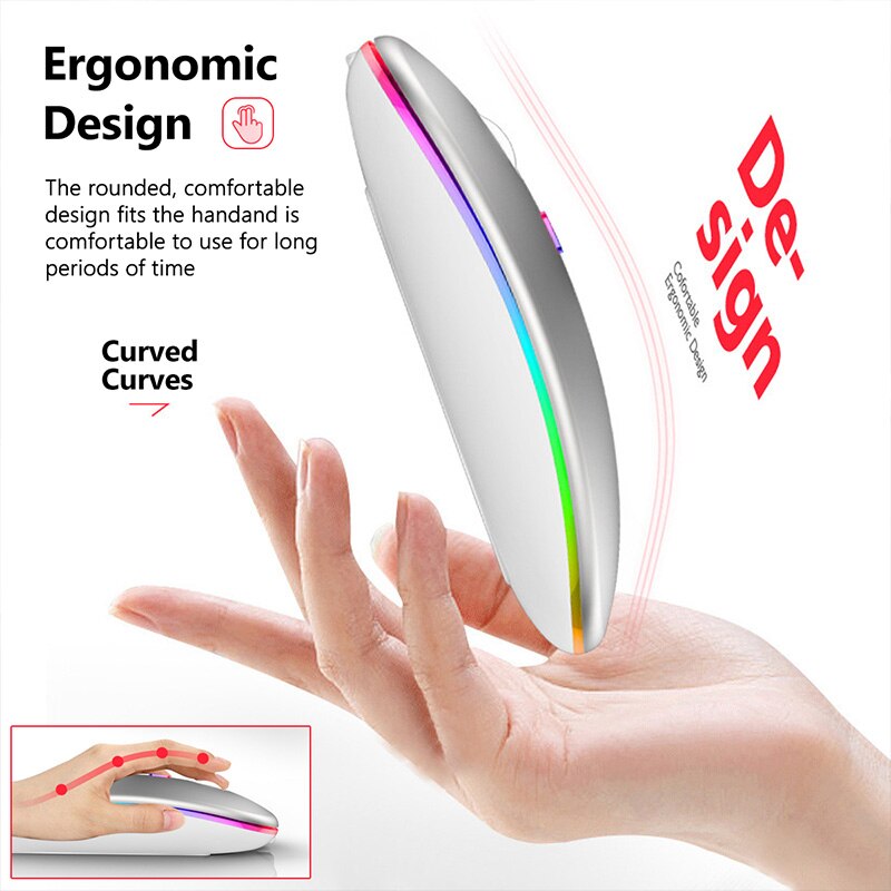 Wireless Mouse Bluetooth RGB Rechargeable Mouse LED Silent Mause LED Backlit Ergonomic Computer Gaming Mice For PC Laptop