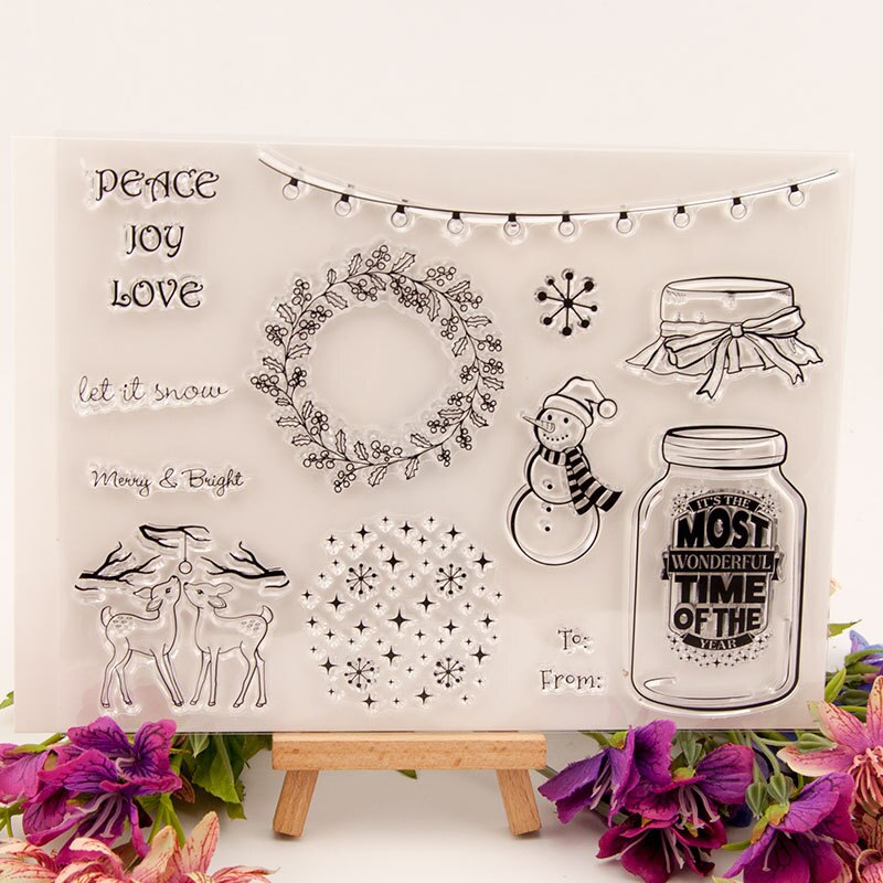 Julfrid glädje kärlek silikon klar genomskinlig stämpel och skärformar scrapbooking stämplar med dies