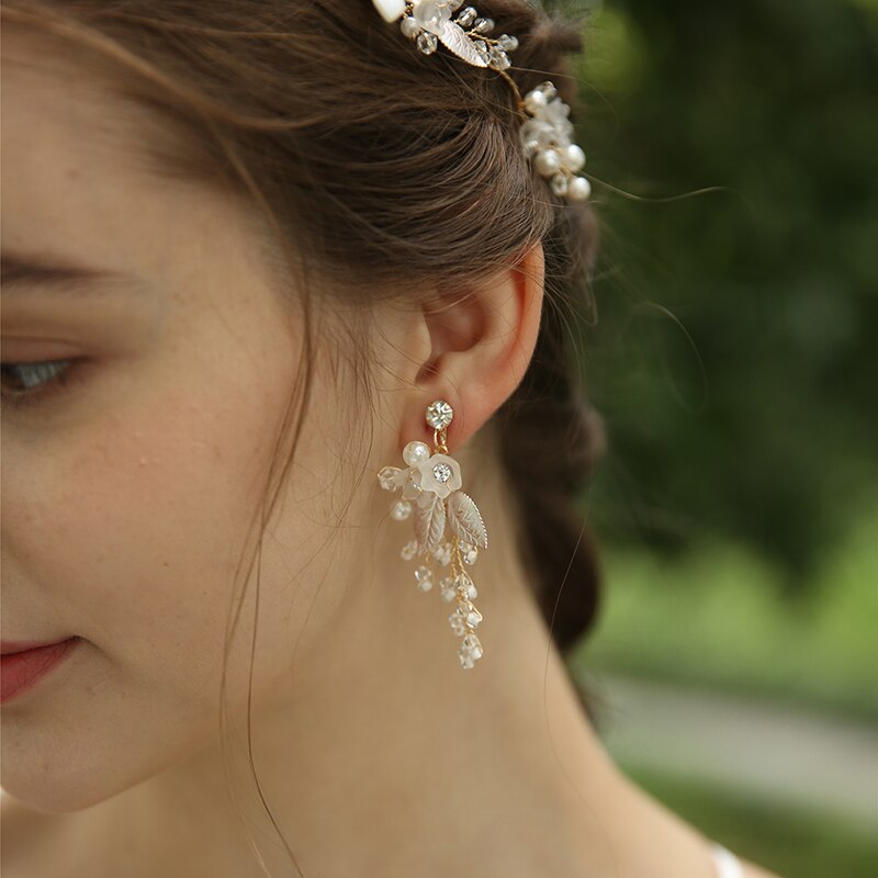 Delicate Bloemen Bruiloft Bruids Hoofdband Haar Wijnstok Bladgoud Hoofddeksel Hand Wired Vrouwen Haar Tiara Accessoires