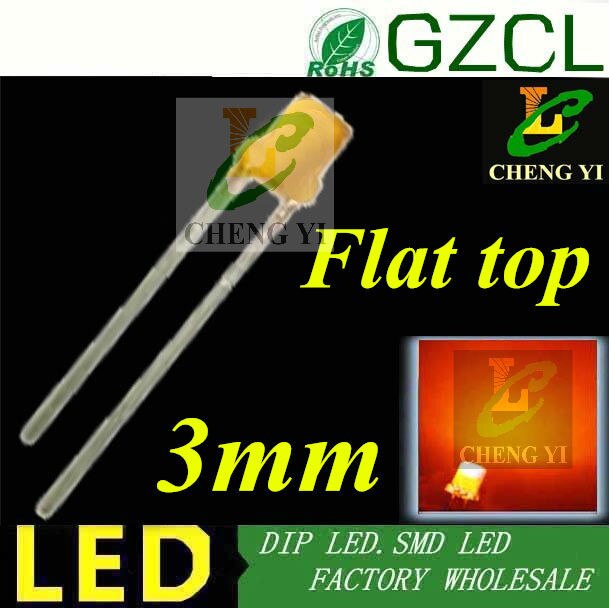 LED diode 3mm flat top red led color diffused DIP LED Electric indicator 2.0-2.2V(1000PCS Free shpping)