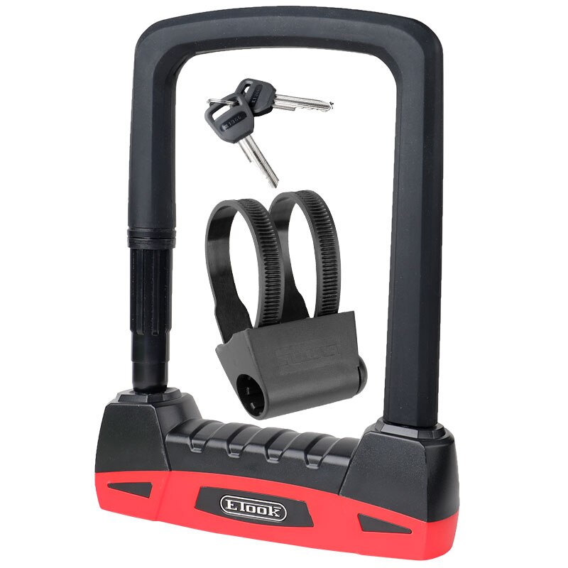 Etook Bicycle U-Lock W/ Mount Bracket Motorcycle E-Bike U-shaped Lock Safety Device Cut Resistant S L Multi Colors