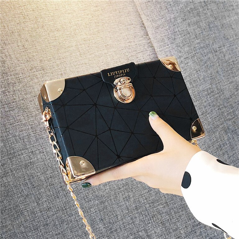 Metall Ecke Geometrische aufbringen Pu Leder Damen lässig Kupplung Tasche Crossbody Mini Bote Tasche Für Frauen Weibliche Klappe