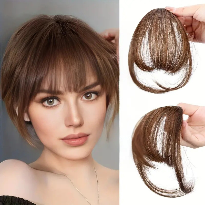 Clip In Bangs for Women Synthetic Straight Hairpiece with Sideburns Versatile Air Fringe Accessory