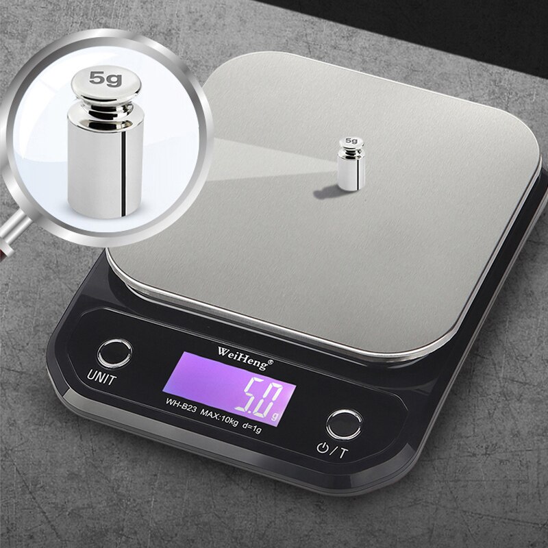 Genopladelig køkkenvægt 3kg/5kg/10kg 0.1g/1g lcd digital vægte rustfrit stål veje madvægt madlavningsværktøj balance
