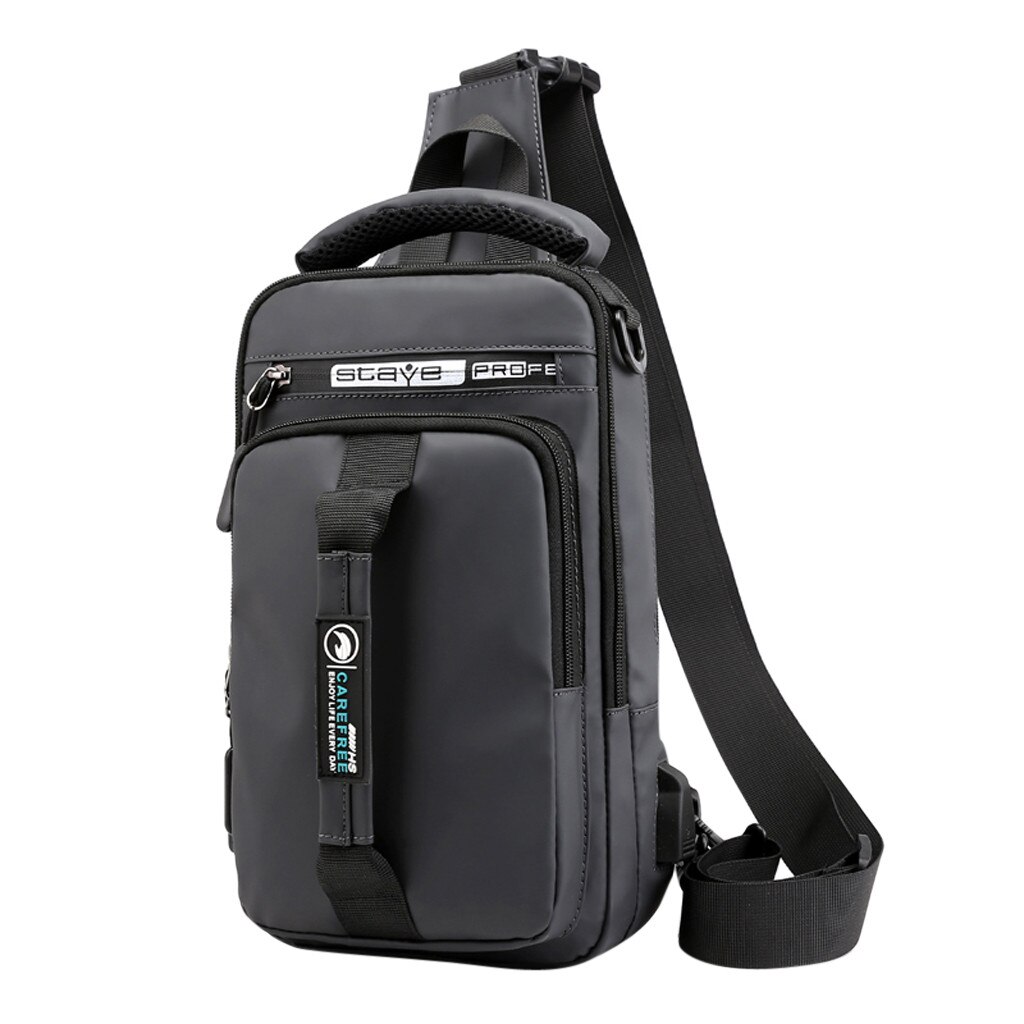 40 # dos homens de Moda Ao Ar Livre Oxford Mochila USB Versátil Bolsa de Ombro Sacos Do Mensageiro Saco Peito Mochila Mujer рюкзак: Gray
