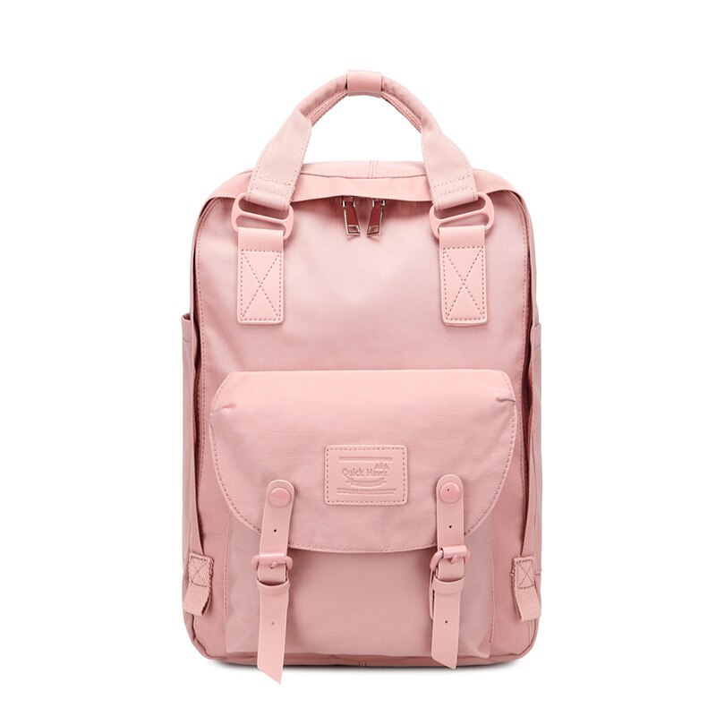 Travel bag solid color Oxford waterproof backpack women's high-capacity school bag women canvas retro laptop backpacks: pink