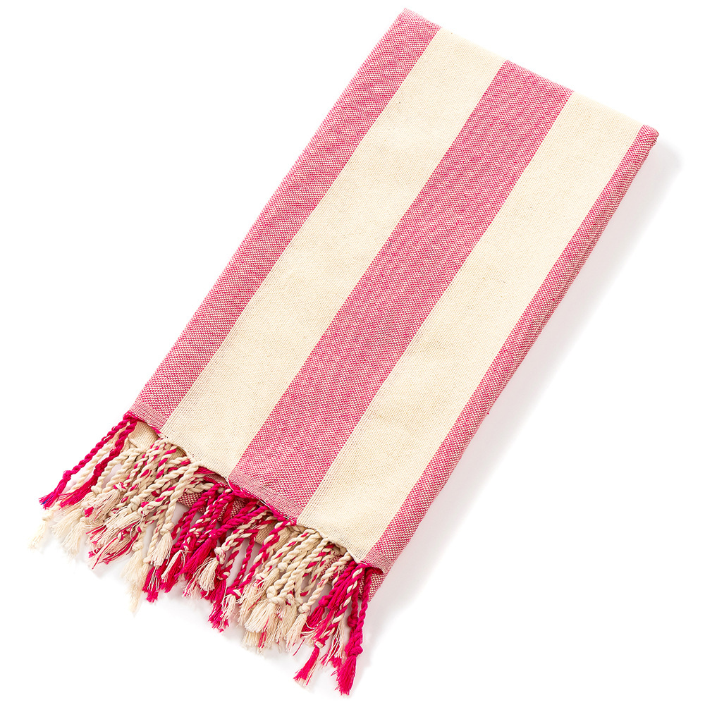 American Tassel Natural Beach Towels, Edged Striped Turkish Bath Towels, 21 Quick-drying Towels: Rosa