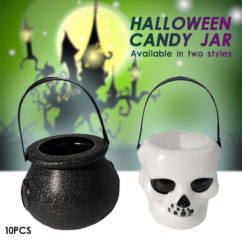 10PCS / Halloween Witch Candy Jar Halloween Cauldron Novelty Halloween Bucket Ornament