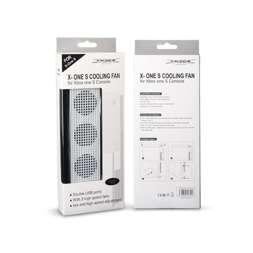 Pour Xbox One S ventilateur de refroidissement avec 2 Ports USB Hub et 3 H/L réglage de la vitesse ventilateurs de refroidissement refroidisseur pour Xbox One Console de jeu mince