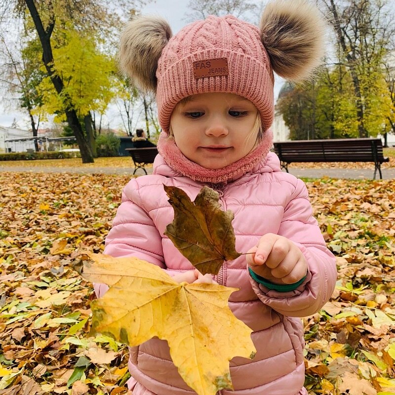 Gorro de Crochet para bebé doble extraíble, Gorro con pompón para niñas pequeñas, gorros de invierno para niños con pompón de piel sintética, gorros para niños