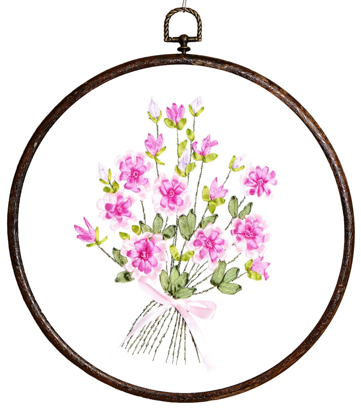 30 x 30cm blomster båndbroderisæt pletmalesæt håndværkssæt diy håndlavet håndarbejde kunst boligindretning