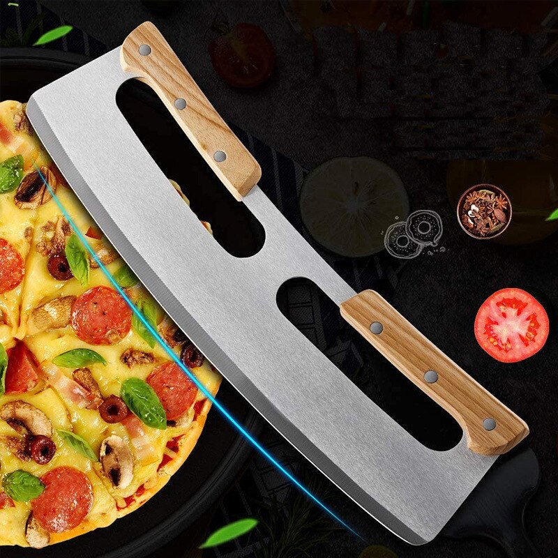 Pizza Knife Rocker Kitchen Accesories Stainless Steel Pizza Shovel Kitchenware Double Handle Sharp Pizza Cutter Household Gadget
