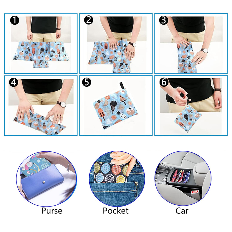 Printing Foldable Shopping Bags Environmental Protection Portable Grocery Bags Large Capacity Portable Storage Bags