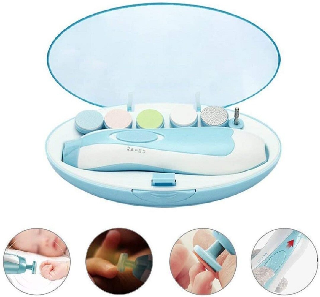 Bebê elétrica Lixa de Unhas Clippers Dedos Unha Cortador Trimmer Manicure Ferramenta Leve E Compacto Presentes Perfeitos Para O Bebê: Azul