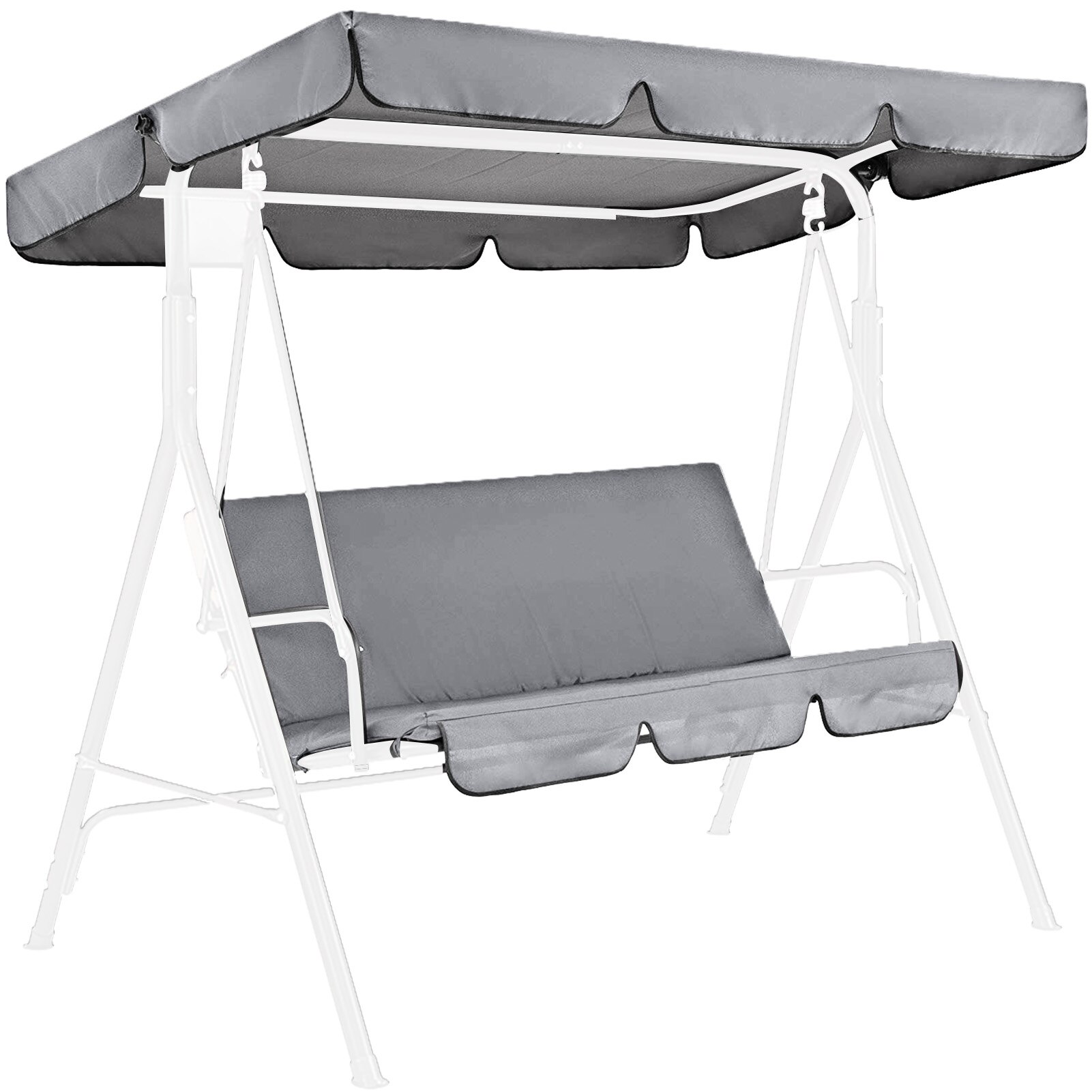 Terras Schommel Stoel Cover En Luifel Set Universal Tuin Regendicht En Zonneplek Stoel Stofdicht 3-Seater Outdoor Luifels: Grey