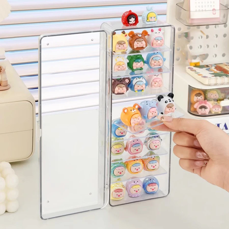 A Multi-layer Dust-proof Storage Box with A Cute Little Display Box Transparent with Lid Dividers Are Adjustable 8 Layers