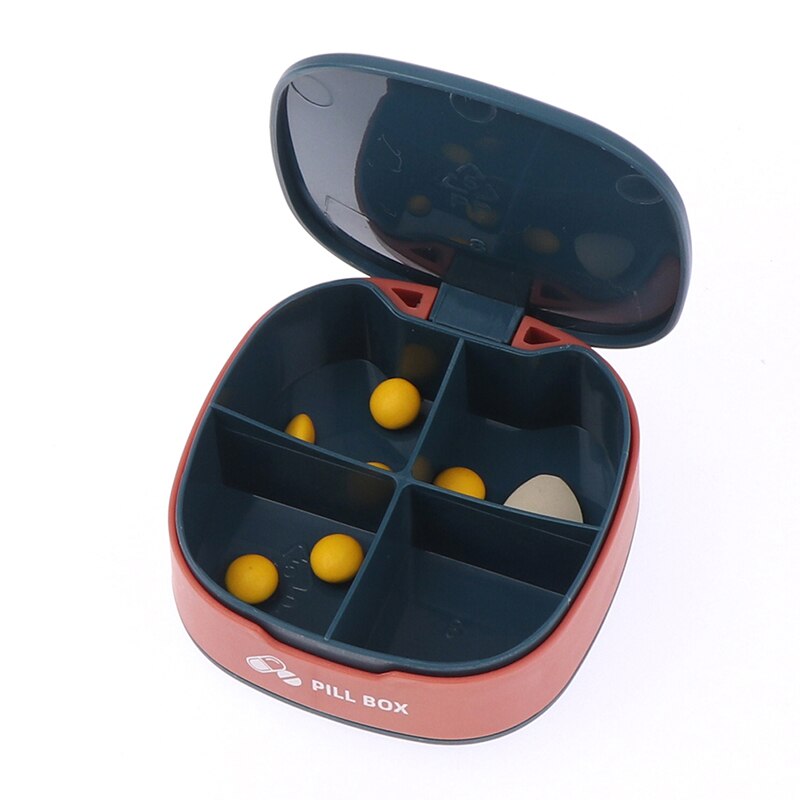 1Pcs Pill Case Four Compartment Box Organizer Medicine Tablet Dispenser Splitters