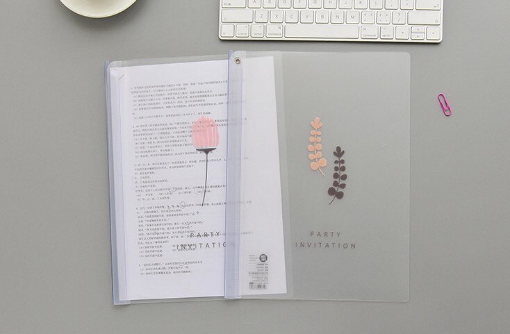 1 Pcs Cute A4 Plant Binder File Folder Insert Folder Document Filing Clip Stationery Lever Rod Pumping Rotary Clip Folder