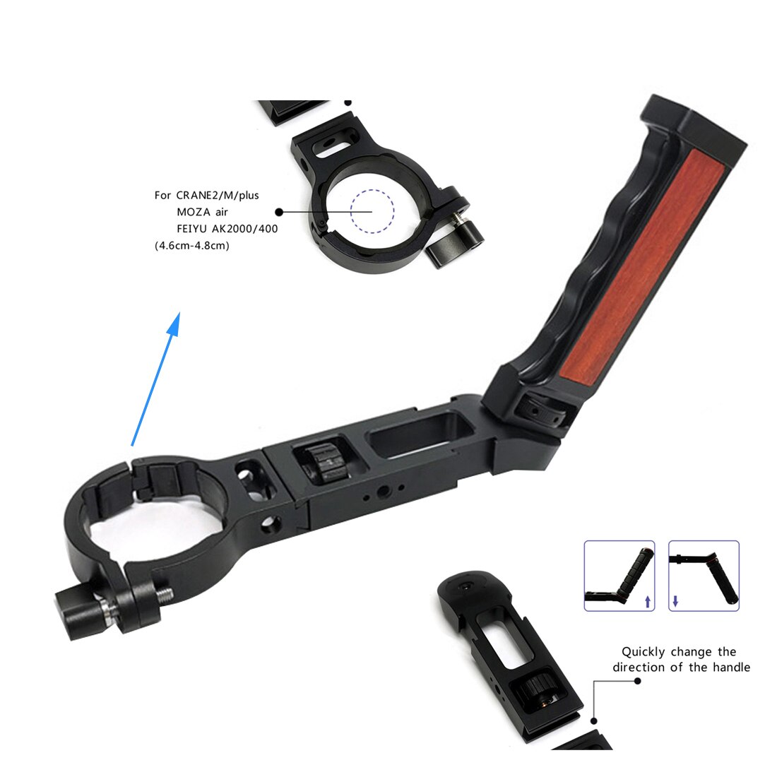 Versatile Handle Grip Neck Ring Clamp Bracket Handheld Stabilizer Extension Holder Arm for Ronin S SC MOZA weebillS Crane Gimbal: Green