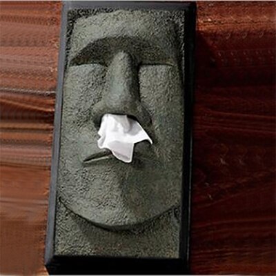 Caja de pañuelos creativa para el hogar, Cráneo divertido, retrato de piedra de ladrillo, orangután, escritorio, sala de estar, baño, caja de pañuelos de resina: Stone portrait