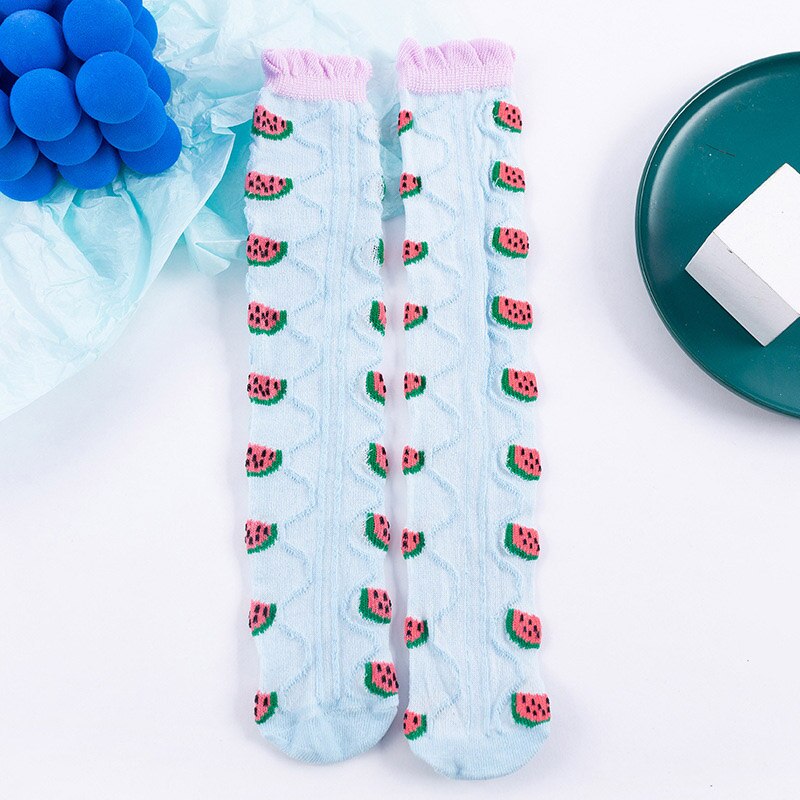 Ruffle Baby Meisjes Lange Sokken Leuke Fruit Mesh Ademend Kids Kinderen Sokken Zachte Baby Peuter Vloer Sokken: 01