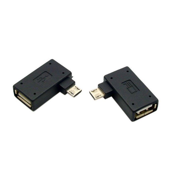 Micro USB 2.0 OTG Adapter 90 Degree Angle with micro USB female power for Andriod mobile phone